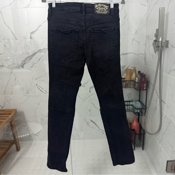 Argonaut Nation Black Moto Distressed Skinny Jeans - Size 32x32 Streetwear Gold - Picture 5 of 6